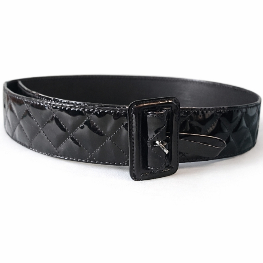 Burberry Black Patent Quilted Textured Leather Belt😍